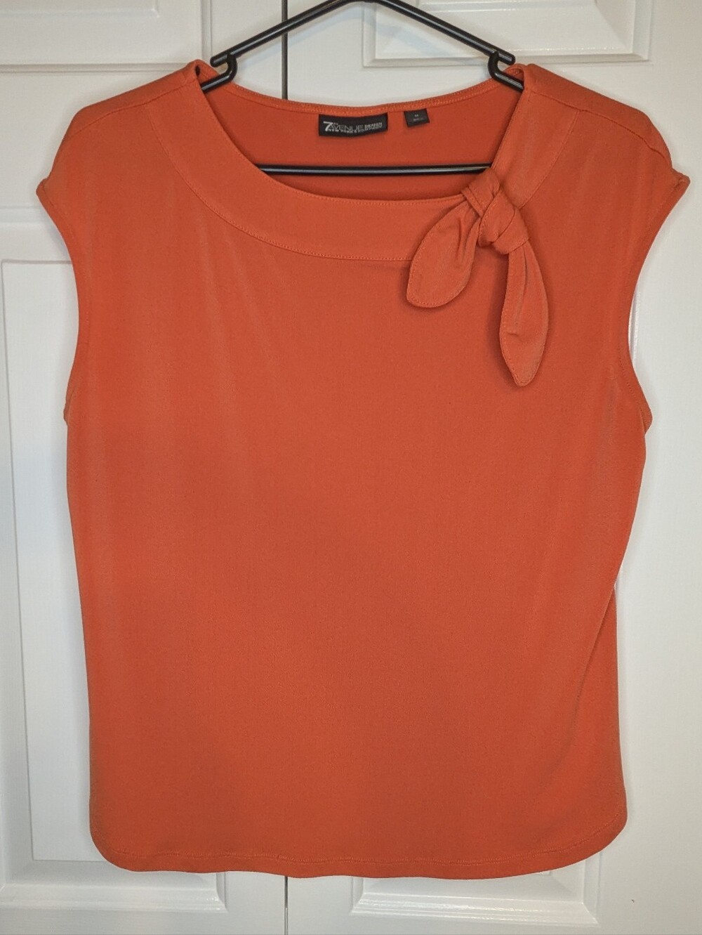Sleeveless Tie-Neck Shell Top - Orange